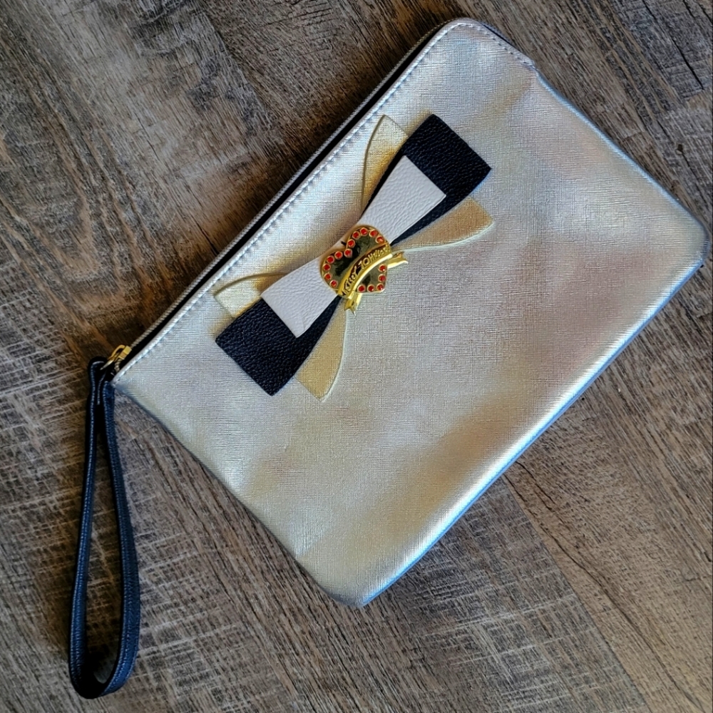 Betsey Johnson Silver Wristlet